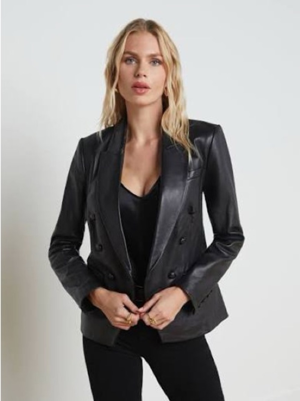 L’AGENCE Kenzie Leather Blazer